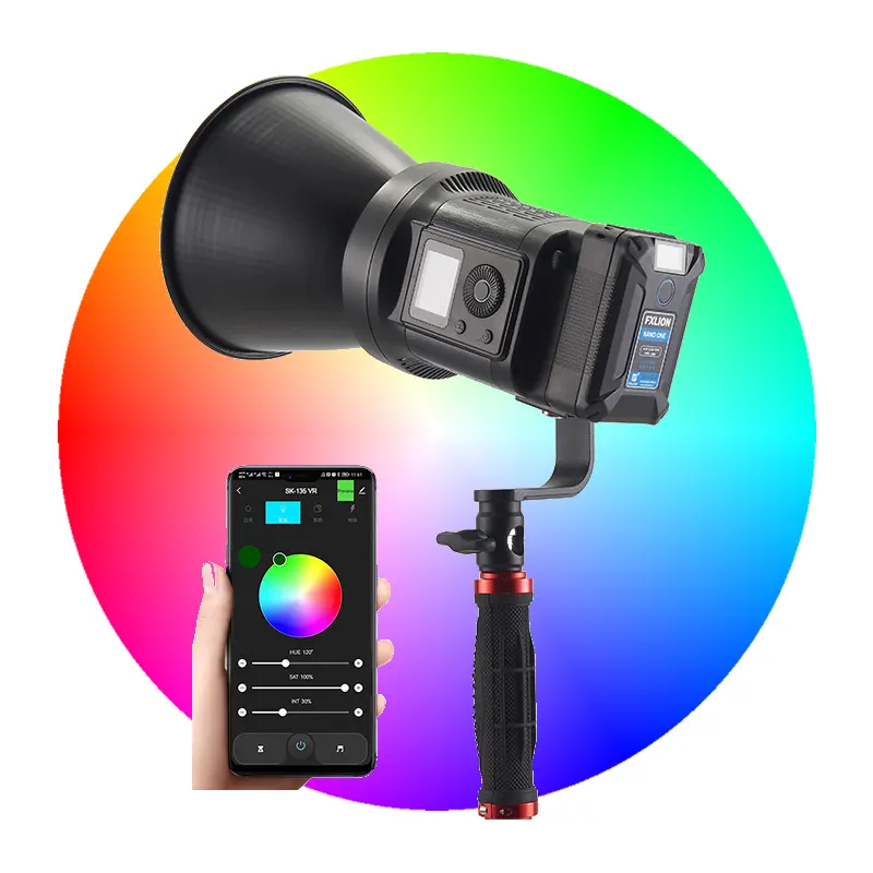Tolifo SK-135VR Portable Outdoor Photography Lighting 135W 2700-6500K COB RGB LED Video Light for Film Videography Vlog Shooting