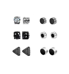 <b>Magnetic</b> Studs <b>Earrings</b> Trendy Roman Numeral | Black Zircon Stainless Steel Non-Piecing Studs | Korean Style Jewelry <b>for</b> <b>Men</b> - Product Image 1