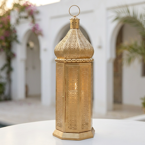 Wholesale Gold Moroccan Decorative Metal Handmade Candle <b>Lanterns</b> for Ramadan Home Decoration - Product Image 1