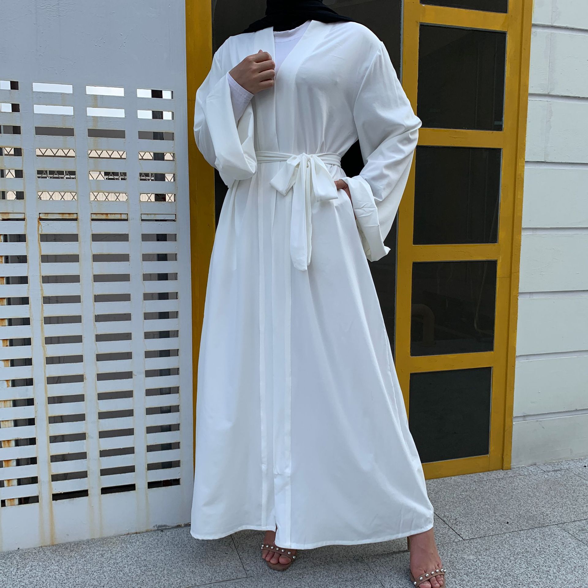 Hot Sell Simple muslim Dress Smooth Silky Elegant pure color Long Muslim Dresses Women Modest Wear Clothing EID robes dress
