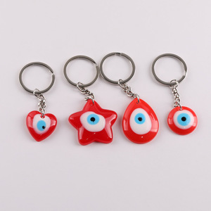 Llavero de Ojo Turco Rojo, Colgante de Resina con Forma de Estrella, Corazón y Óvalo, Cadena de Aleación de Zinc, Accesorio - Product Image 5