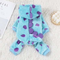 Dinosaure Design drôle hiver chien combinaison auto-chaud polaire vêtements pour animaux de compagnie avec motif solide