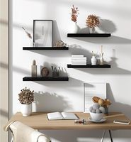 Étagères murales flottantes en bois, étagères murales en bois pour chambre à coucher, lot de 6 noires de 17 pouces