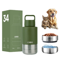 Vente en gros de bols de nourriture pour chien portables en acier inoxydable isolés sous vide 3 en 1 de 32 oz avec logo personnalisé pour les voyages en plein air