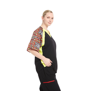 Conjunto de Uniforme Médico con Estampado Tribal Africano para Mujer |   Uniforme Médico Elástico para Clínica Estética, Consultorio Pediátrico, Hospital Veterinario - Product Image 2