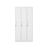 Armoire métallique à 3 portes avec serrure à clé, trous de ventilation, casier de rangement pour vêtements du personnel pour école, gymnase, bureau