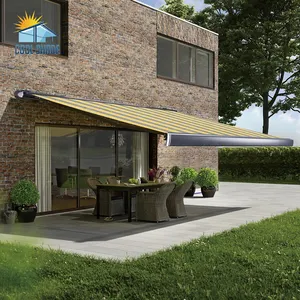 工厂价格豪华金属标准可折叠电动盒式可伸缩铝制电动天井遮阳篷
