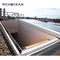 Fenêtre de toit électrique en aluminium de style américain RICHOCEAN, double vitrage Low-E, pour évacuation des sous-sols et extérieur