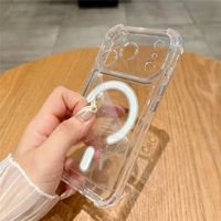 Coque transparente antichoc avec airbag et placage pour iPhone 17 Air 16 15 14 13 12 18 Pro Max, compatible charge magnétique sans fil