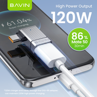 BAVIN grosir OTG69 120W 10Gbps USB 3.1 paduan Aluminium Adapter Converter Usb Female ke Tipe c kabel Male Otg