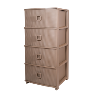 Pratika Kool 4-<b>Drawer</b> Storage Unit Injection-Molded PP <b>Plastic</b> Taupe 375x370x800mm for Living Room - Product Image 1