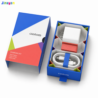 Boîte d'emballage personnalisée avec logo imprimé en couleur pour kit de charge, boîte à tiroir, boîte de protection pour chargeur mural, câble USB-C, accessoire pour smartphone