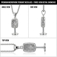 Collier pendentif microphone vintage personnalisé en acier inoxydable avec chaîne maille forçat pour homme, bijoux hip-hop, directement de l'usine, en stock
