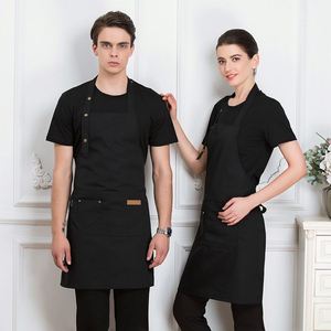 Custom Logo High Quality Adult Size Adjustable Fashion Cross Women Men Artist Hair Salon Barista Coffee Shop Bakery Work <b>Apron</b> - Product Image 2