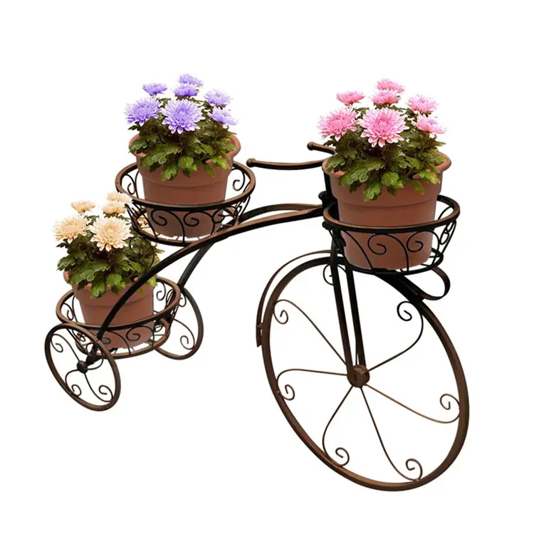 Forniture da giardino forma unica in ferro battuto porta piante per interni angolo portabottiglie in metallo per piante da bicicletta Stand per casa Dector