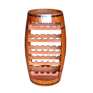 Estante de madera maciza para barriles de vino, gabinete de vino en forma de barril de roble carbonizado, estante decorativo para vino tinto de 100cm, técnica pintada - Product Image 1