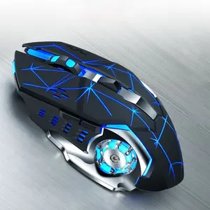 Mouse gamer sem fio recarregável, portátil, silencioso, 2.4g, usb, 6d, computador, rgb, led, brilhante, rgp, gamer, com botões laterais