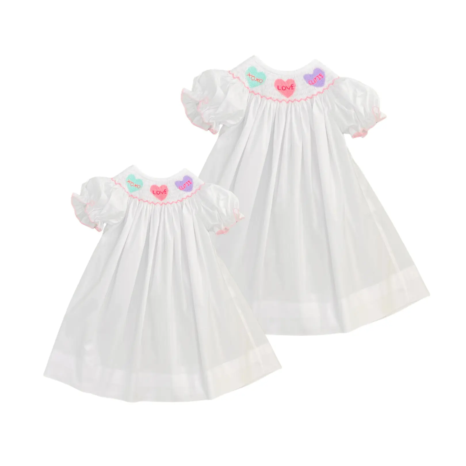 Hot Selling Valentine 2024 Children Clothing For Girl Smocked Dress All Size 100% Cotton Custom Design Wholesale Made In Vietnam