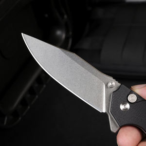 سكين جيب قابل للطي بتصميم بسيط وشفرة من فولاذ D2. أداة للتخييم والبقاء على قيد الحياة والدفاع عن النفس في الهواء الطلق. مصنوع من مادة G10 باللون الأسود. - Product Image 4