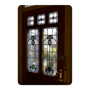 Leaded stained glass panel Church decorative glass door Crystal art glass
