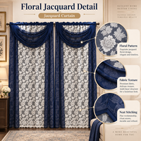 Ensemble de rideaux de luxe de style américain avec cantonnière intégrée, draperies jacquard florales pour la décoration intérieure, vente en gros