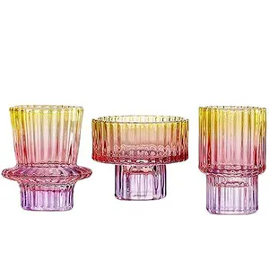 Home Decoration Set Of 3 Tea Light Glass Candle Holders Lanterns Candle Stick for Home Wedding Decor