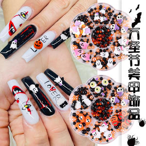 3D dibujos animados Halloween serie 7 rejillas resina lindo Ángel fantasma murciélago calabaza parche para uñas DIY Navidad Reno campana accesorios para uñas - Product Image 4