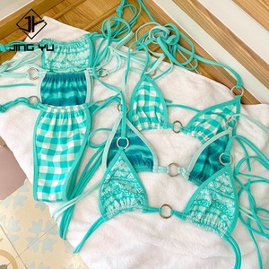 2024 Factory New Satin Bikini Flutter Panties Full Printed Logo Oem Floral Design Customized Women Bikini Set - Product Image 2