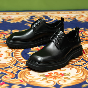 Zapatos casuales de negocios para hombre de cuero genuino con diseño retro de alta gama en azul y rojo mezclados. - Product Image 6