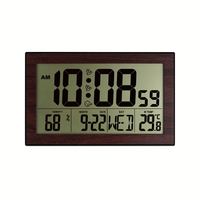 Drops hipping Shopify Wanduhr mit Holzmaserung und hoch auflösender LCD-Digital anzeige Temperatur und Luft feuchtigkeit