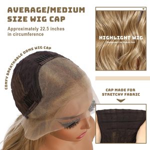 Perruque Lace Front Blonde 13x4 Pré-épilée pour Femme, Blond Cendré avec Mèches, Aspect Naturel, Ondulations Souples, pour Cosplay, Usage Quotidien et Fêtes - Product Image 6