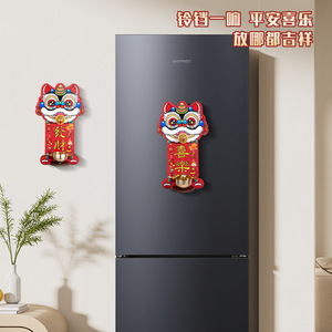 กระดิ่งแม่เหล็กเต้นรำเชิดสิงโต กระดิ่งนำโชคสีแดง ของตกแต่งเทศกาลฤดูใบไม้ผลิ สติ๊กเกอร์ติดทางเข้าเพื่อความโชคดี - Product Image 4