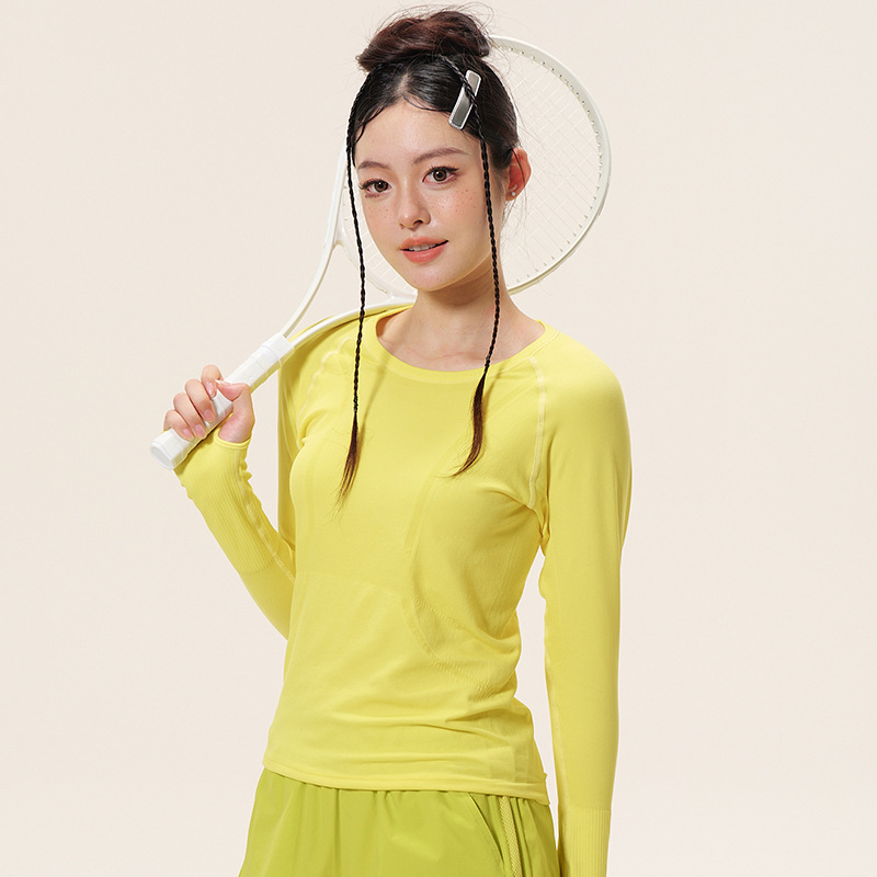 Long Sleeve Seamless Elastic Yoga Top
