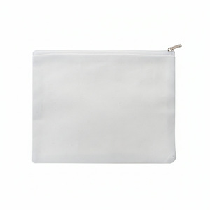 Canvas Cosmetic Bag With Zipper Durable Multi Purpose Travel Toiletry Case Horizontal Square Solid Color For Everyday Use - Product Image 2