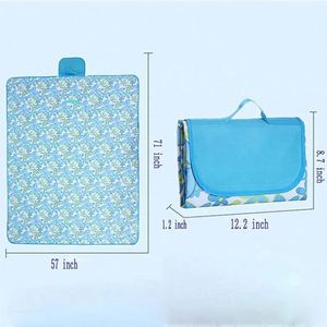 Tapis de pique-nique portable extra large écologique bleu à carreaux avec franges, style bohème vintage, lavable et imperméable pour l'extérieur - Vente en gros - Product Image 2