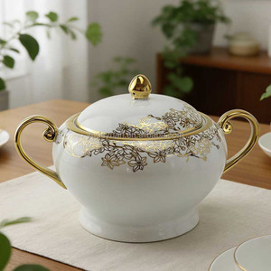 Juego <span class=keywords><strong>de</strong></span> Vajilla <span class=keywords><strong>de</strong></span> Porcelana <span class=keywords><strong>de</strong></span> Lujo, Nuevo <span class=keywords><strong>de</strong></span> Fábrica, 63 Piezas, Redondo, con Diseño Impreso y Bañado en Oro, Vajilla <span class=keywords><strong>de</strong></span> Cerámica al por Mayor - Product Image 3