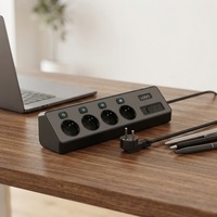 Multiprise allemande/coréenne 4 prises avec lumière LED et interrupteurs indépendants, 5V 3.4A ou PD30W avec USB et 2 ports Type-C