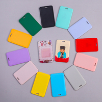 Grosir OEM sarung slip uniseks plastik ABS kosong warna polos cetak, tempat kartu karyawan hadiah tempat kartu nama ID