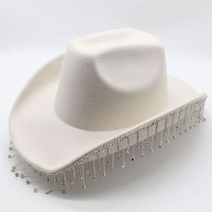 Chapeaux Fedora en feutre polyester et coton pour hommes, ornés de strass, style cowboy, vente en gros - Product Image 4