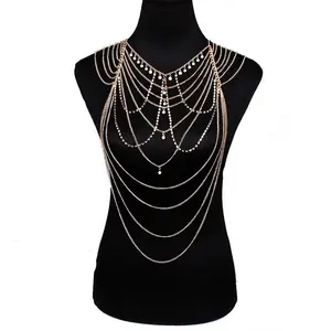 Groothandel Parel Kwastje Schouderketting Lange Body Ketting Mode Sieraden Body Chain