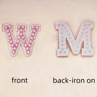 Nouvelles lettres thermocollantes en stock, alphabet en fer rose, patchs de lettres 3D en perles avec strass décoratifs pour chapeaux
