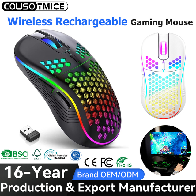 Hot Sale 6D 7200DPI Optical Sensor RGB Backlight Game Mouse Ergonomic Mice Wireless Mouse for Gamer Computer PC Gaming Mouse