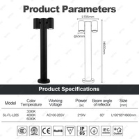 Lampu Bollard Taman LED AC 10W Tahan Air IP65 Dua Kepala Putar 360 Derajat Aluminium Hitam Sensor Cahaya CRI80
