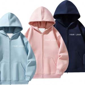 Ventes en gros de sweats à capuche unisexes en coton épais surdimensionnés personnalisés avec broderie OEM, sweats à capuche pour hommes, vestes matelassées - Product Image 1