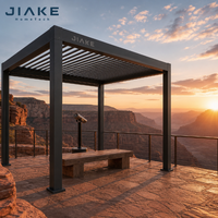 Pergola en aluminium Jiake 6063-T5 avec toit à lames motorisées pour patio, gazebo, pavillon ou terrasse extérieure, idéale pour les vues dégagées au coucher du soleil dans les canyons.
