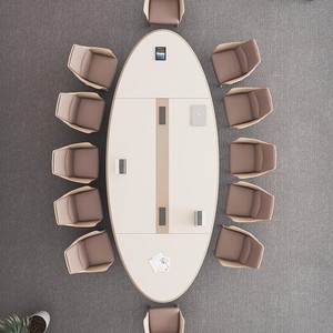 Venta caliente moderno Escritorio de oficina Oval pintado largo Rectangular mesa de conferencias para la negociación para la formación escolar de madera MDF - Product Image 3