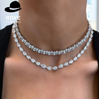 Collier tennis en diamant de laboratoire certifié IGI 15-20 carats VVS, or 10K 14K 18K, rond, poire, carré, cadeau pour homme et femme