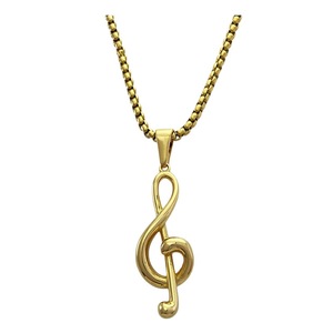 Yunnique-collar con colgante de notas musicales de acero inoxidable, diseño geométrico de Color dorado, accesorio de estilo Punk Hip Hop - Product Image 5