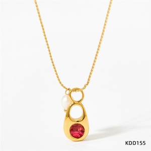 2023 Wholesale Pull <b>Ring</b> Pendant Green Gemstone Stainless Steel 18k Gold Plated Women's Clavicle Zircon Pendant <b>Necklace</b> - Product Image 5