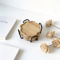 Sous-verre personnalisé en marbre et bois d'acacia, support minimaliste pour sous-verre en bois, uniquement pour sous-verre à café, forme de fleur en bois